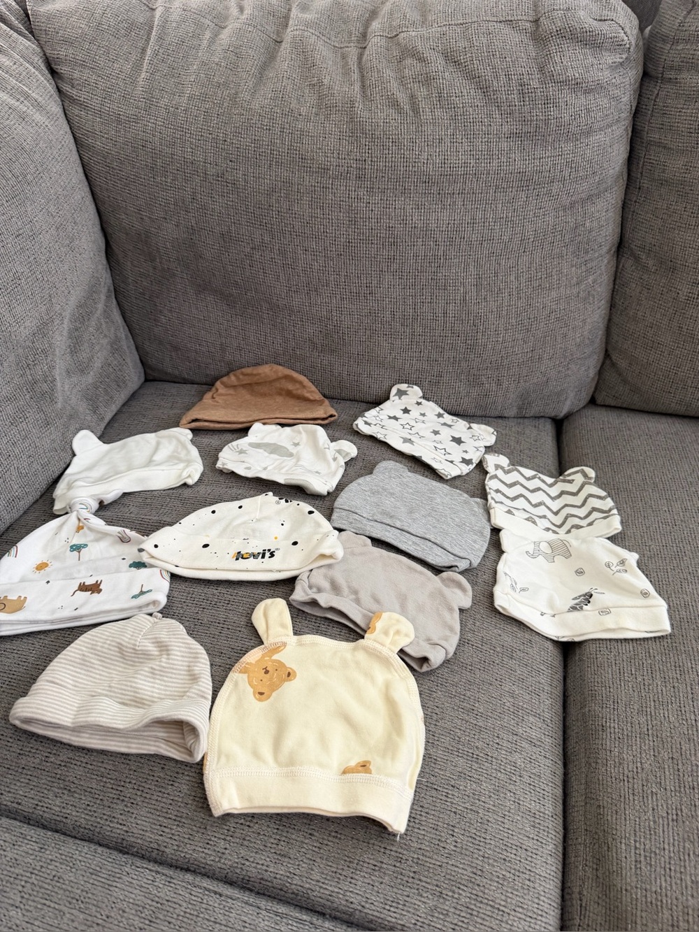 Assorted Baby Beanie Hat Set in Neutral Colors - Multi-Pack